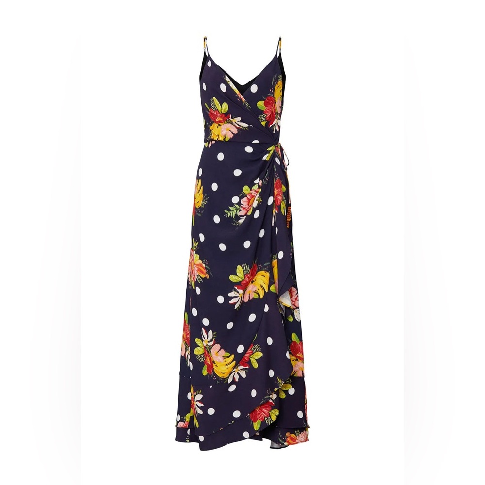 Farm Rio Nanaju Black Floral wrap maxi dress - Picture 2 of 12
